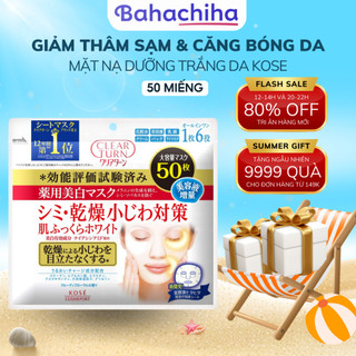 Mặt nạ dưỡng trắng da kose nhật bản clear turn 50 miếng - bahachiha