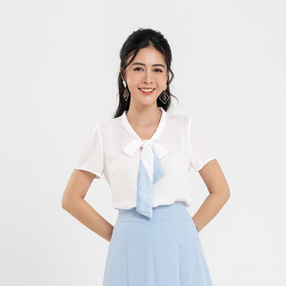 Áo Sơ Mi Dáng Suông LAMER Phối Nơ Cổ L61B22H049