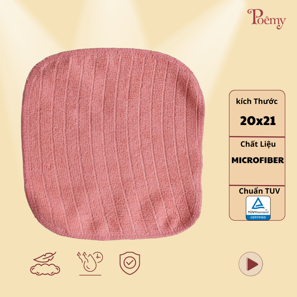 Khăn mặt Poêmy KT 20x21cm - Khăn loại 2 Lỗi sợi vải