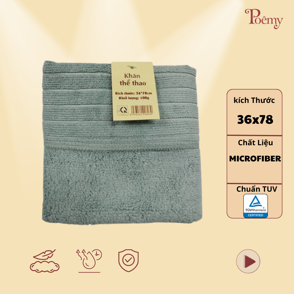 Khăn thể thao Poêmy KT 36x78cm - Khăn loại 2 Lỗi sợi vải