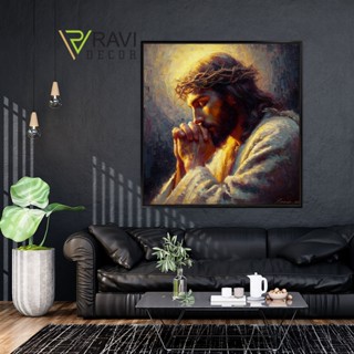 [Kèm đinh] Tranh Công Giáo, Chúa Giêsu, Tranh canvas trang trí treo phòng khách, phòng thờ, có khung, 60x60cm_Ravi