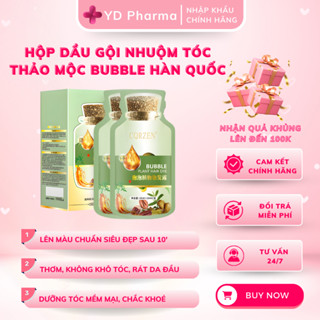 [ KÈM QUÀ]Hộp Dầu Gội Nhuộm Tóc Thảo Dược Nhân Sâm, Dầu Gội Phủ Bạc Tóc Thảo Mộc BUBBLE HÀN QUỐC, Lên Màu Cực Đẹp| YD P