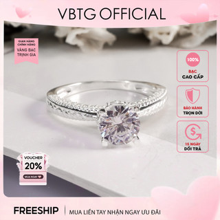 Nhẫn bạc nữ vbtg đính đá lớn và đính đá zirconia - nhẫn bạc ta cao cấp vbtg8286