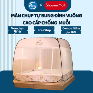 Màn chụp tự bung đỉnh vuông cao cấp chính hãng TOPAZ phân phối chống mọi loại muỗi giao màu ngẫu nhiên