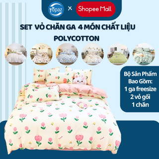 Vỏ chăn ga 4 món chính hãng TOPAZ - Set vỏ chăn lồng ruột poly cotton 4 món mềm mại êm ái giao mẫu ngẫu nhiên