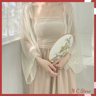 Áo Khoác Voan Ánh Tuyết Phong Cách Cổ Trang Dáng Ngắn