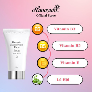 Kem chống nắng hanayuki sunscreen face nâng tông dưỡng trắng spf 50+/pa++++, chống nắng hanayuki chính hãng 50g