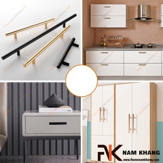 Tay nắm cửa nhôm dạng thanh tròn NK220-V (Màu Vàng Xước)