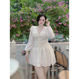 (Bigsize) Đầm nhúng thắt nơ ngực quyến rũ (60-90kg)