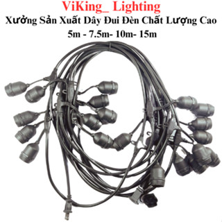 Dây Đui Đèn Xuất Khẩu Châu Âu 5m 10m 15m không kèm bóng Trang Trí Ngoài Trời Chống Nước Quán Cà Phê Trà Sữa Nhà Hàng