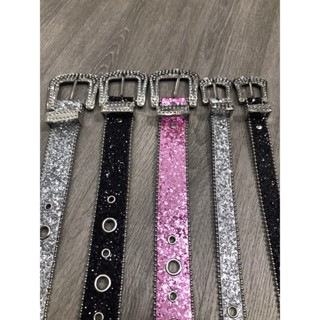 Thắt Lưng Nữ Đính Kim Cương Lấp Lánh Dây Nịt Da Trắng Đen Hồng Belt Đính Đá Phong Cách Hiện Đại Xu Hướng Thời Trang