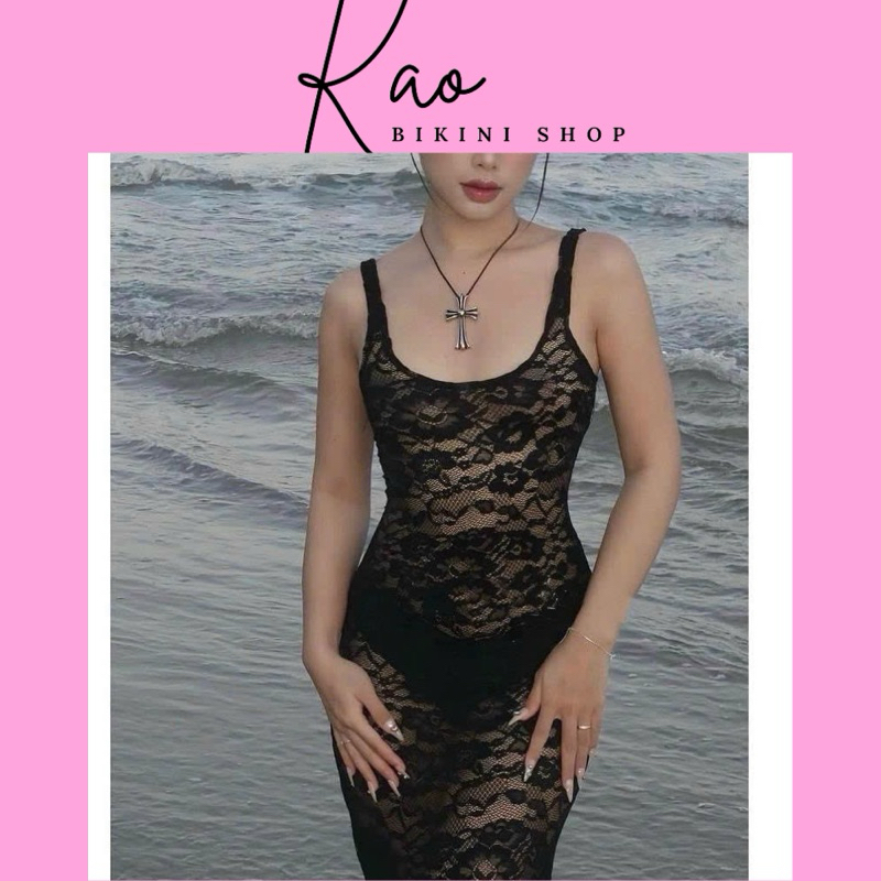 Set bikini KAO áo ren dáng kèm bikini