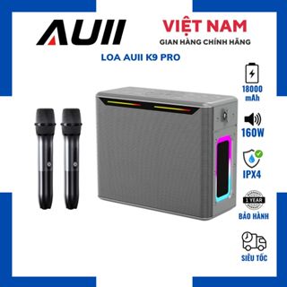 Loa Karaoke AUII K9 PRO Công Suất 160W Peak, 80W RMS, Kháng Nước IPX4, Pin 18000mAh, Cổng Sạc Type-C Chính Hãng