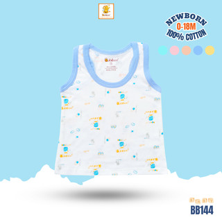 Áo ba lỗ cho bé Babiboo áo 3 lỗ sơ sinh vải cotton 2 chiều, in hình đáng yêu BB144