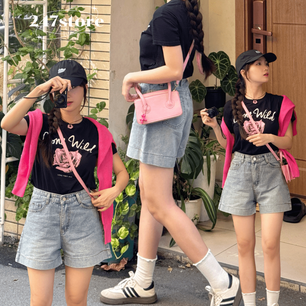Quần short jeans lưng cao basic - 247store - Qsoocjeanmem7451_P11K16 | BigBuy360 - bigbuy360.vn