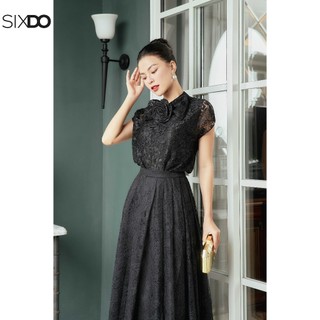 Áo ren đen ngắn tay sixdo