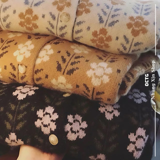Áo khoác Cardigan len phong cách vintage hoa lúa mạch nữ tính
