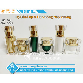 CHAI LỌ MỸ PHẨM - Bộ Chai Xịt & Hủ Vuông Nắp Vuông Cao Cấp