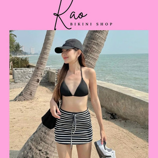 Set bikini áo kèm chân váy xọc/Size S và M