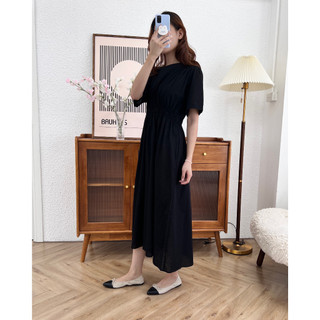 [ogniM Seoul] Váy liền dáng dài eo chun phong cách Hàn Quốc (Made in Korea)