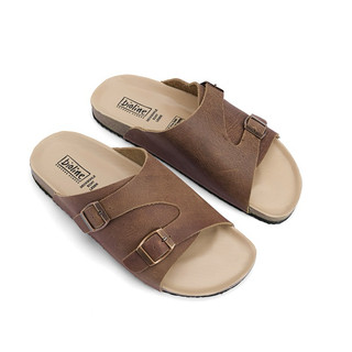 Dép đế trấu BIRKEN da bò quai ngang nam nữ bản to Unisex hãng BIOLINE