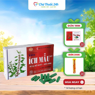 Viên Ích Mẫu giúp bổ huyết, điều hòa kinh nguyệt, giảm đau bụng kinh, kinh nguyệt không đều - hộp 20 viên