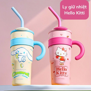 Ly giữ nhiệt Sanrio in hình gấu dâu hello kitti, gấu dâu, melody bình giữ nhiệt có quai cầm 1200ml giữ nhiệt 15-20 tiếng