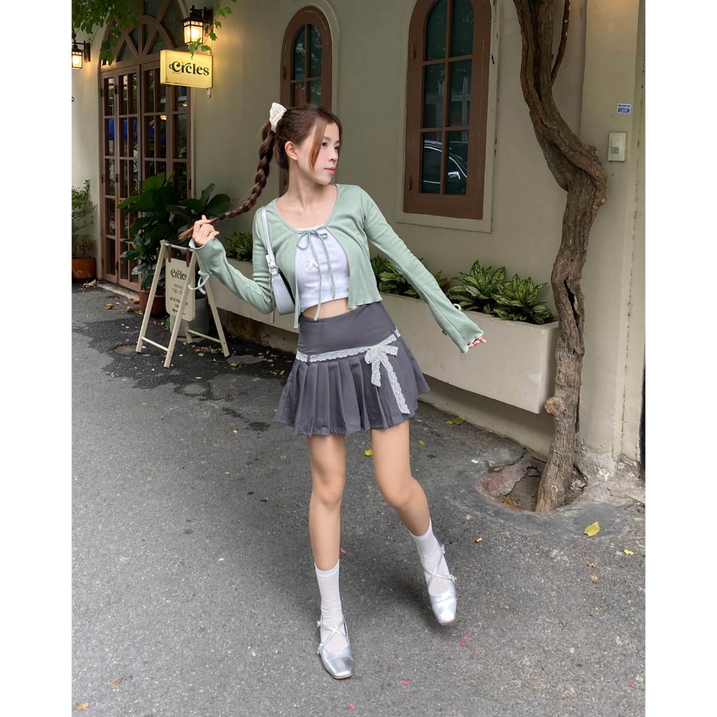 Moodie - Lace Skirt | Chân Váy Xếp Ly Bản Lưng To Phối Ren Tặng Kèm | BigBuy360 - bigbuy360.vn