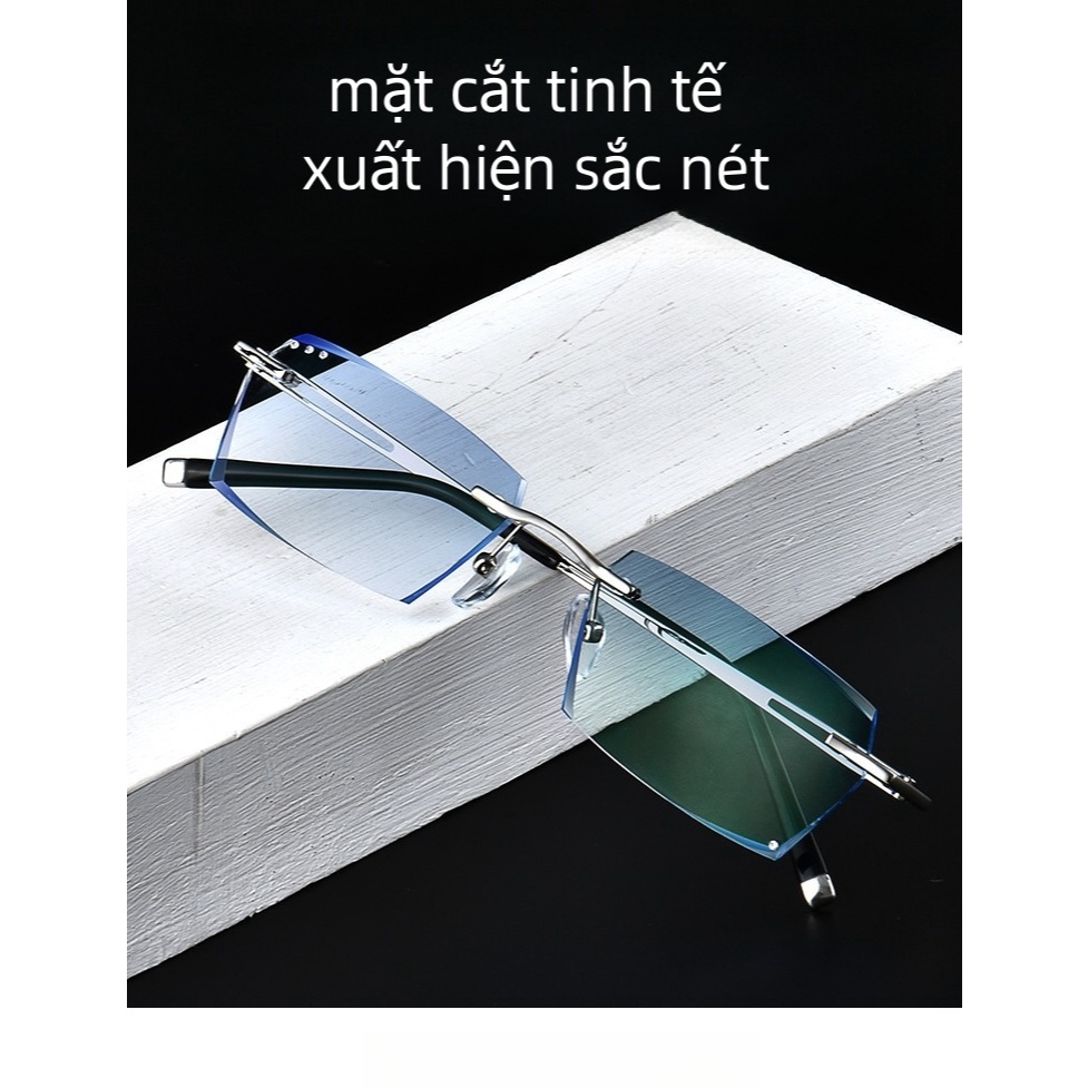 Kính cận thị không viền cho nam, chống bức xạ ánh sáng xanh, kính đổi màu, kính bảo vệ mắt phẳng chống loạn thị 11