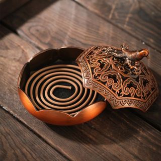 Lư Đồng Xông Trầm Hương Khoanh - BẢO TRẦM LINH HƯƠNG Đốt Trầm Nhang Vòng Bằng Đồng Đúc Nguyên Khối