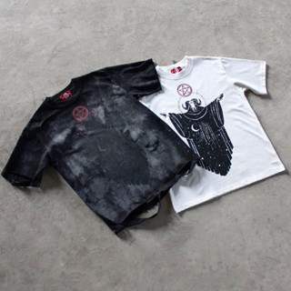 Áo Thun Boxy/Oversize Trắng Đen Wash Nam Nữ Cổ Tròn Cotton 250gsm "666" TRAPPER CLUB