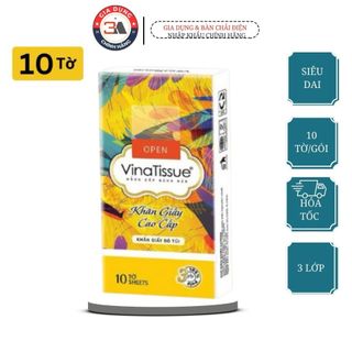 Khăn giấy bỏ túi đa năng cao cấp Premier VinaTissue 1 gói 10 tờ 3 lớp 100% bột giấy nguyên sinh, không chất tẩy trắng