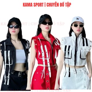 Áo gille thể thao nữ túi hộp chất kaki tập gym, zumba, aerobic, dân vũ, shuffle dance đủ màu