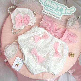 Set Body 2 Dây Cánh Tiên Đính Nơ Bodysuit Cho Bé Gái Sơ Sinh 1 2 Tuổi MINTSCLOSET - BS6254