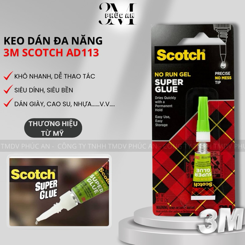 Keo dán đa năng siêu dính 3M Scotch AD113, dán giày, dép, gỗ, kim loại, keo khô nhanh