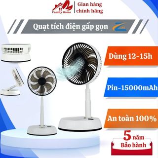 Quạt tích điện gấp gọn, Quạt làm mát dùng 20h,không tiếng ồn,điều khiển từ xa, nhựa ADS an toàn