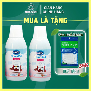 Combo 2 chai nước súc miệng hmu fluor kid 250ml, điều trị sâu răng cho trẻ em, vị dâu dễ chịu, đh y hà nội
