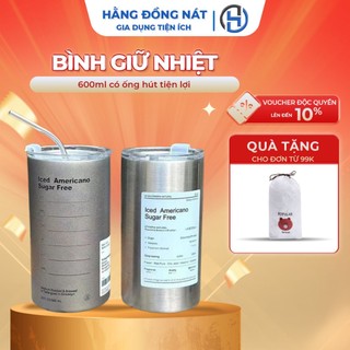 Bình đựng nước giữ nhiệt Iced Americano  dung tích 600ml dùng văn phòng Hằng Đồng Nát