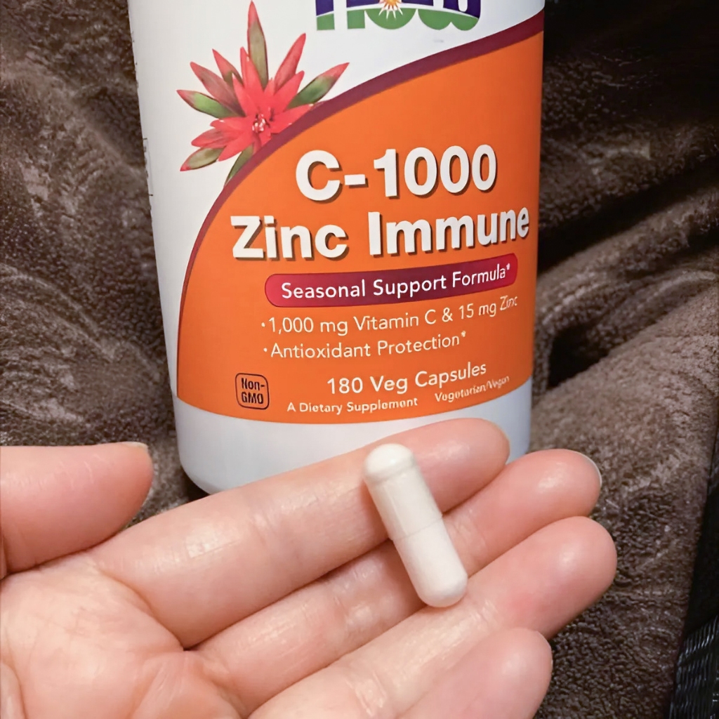 Viên uống kẽm và vitamin C Now C-1000 Zinc Immune (90 viên) hỗ trợ giảm mụn, mờ thâm, tăng đề kháng