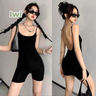 (CÓ SIZE) Jumpsuit SẴN MÚT Hai Dây Sợi Mảnh IWI SHOP Khoét Lưng Sâu Cá Tính Sexy Bodysuit Chất Thun Tăm Xịn - BS033.IW