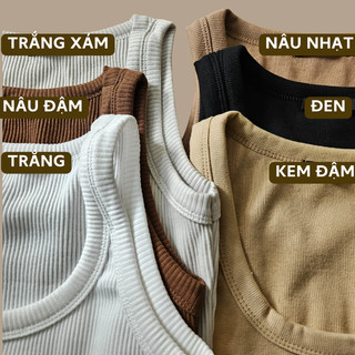 CÓ MÚT Áo ba lỗ thun gân dày dặn croptop phom dài basic BS79