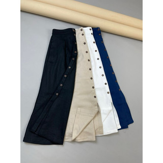 Chân váy linen khuy