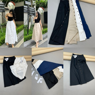 Chân váy linen khuy