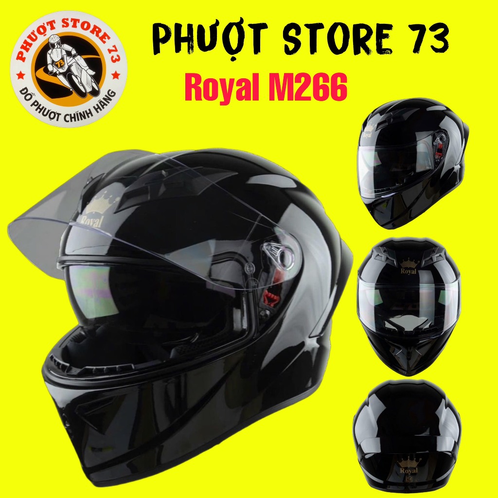 Mũ Bão Hiểm Royal m266 Fullface 2 Kính Đen Bóng.