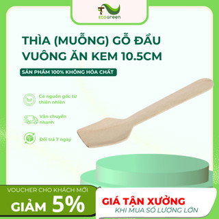(Túi 100 cái) Thìa Gỗ, Muỗng Gỗ Ngắn 10,5cm Đầu Vuông, Ăn Sữa Chua Dùng 1 Lần - T2ECOGREEN
