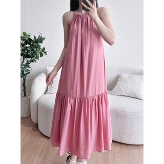 Đầm maxi cổ yếm, váy yếm nữ maxi form suông dáng xòe d10
