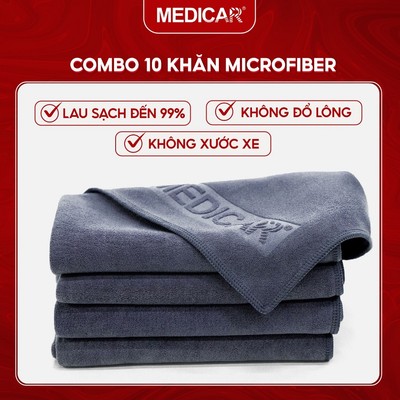 COMBO 10 KHĂN LAU Ô TÔ MICROFIBER Medicar làm sạch xe hơi và vật dụng trong nhà, không đổ lông, không xước xe