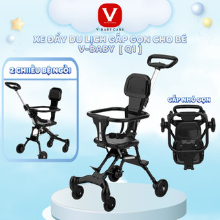 Xe đẩy cho bé, Xe đẩy gấp gọn em bé đi du lịch siêu gọn nhẹ VBABY Q1