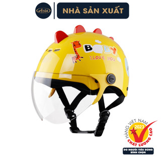 Mũ Bảo Hiểm Trẻ Em Dễ Thương Có Kính Asia MT-103KS Sừng, Nón Bảo Hiểm Trẻ Em Sinh Động Chính Hãng