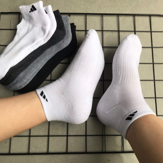 Vớ tất Adidas nam nữ thể thao cổ ngắn 3 màu đen trắng xám tro logo 3 lá sport socks